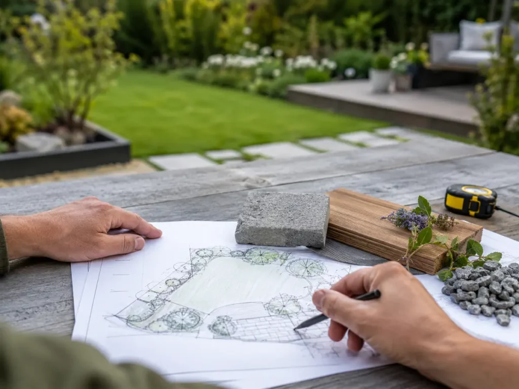 Gartenprojekt anfragen mit erster Einschätzung für Terrasse Einfahrt oder Gartengestaltung